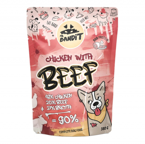 Hrana umeda - Hrana umeda pentru caini Mr. Bandit - Pui si Vita 180g