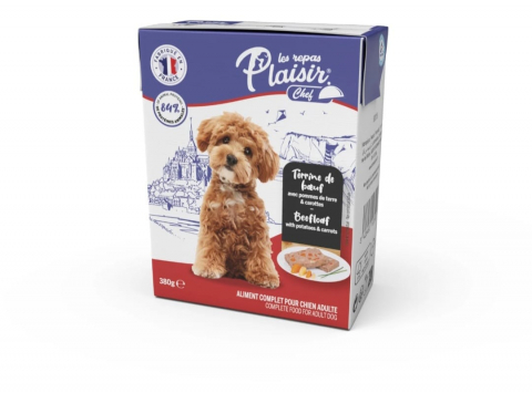 Hrana umeda - Hrana umeda pentru caini Plaisir - vita, cartofi si morcovi 380g