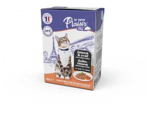 Hrana umeda - Hrana umeda pentru pisici adulte&sterilizate Plaisir  - pui, rosii si masline 190g