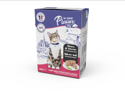 Hrana umeda - Hrana umeda pentru pisici adulte&sterilizate Plaisir - somon, spanac si smantana 190g