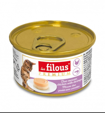 Hrana umeda - Hrana umeda pentru pisici Les Filous - Mousse de pui si creveti 85g