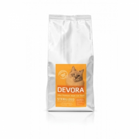 Hrana uscata - Hrana uscata pentru pisici Devora Grain Free Sterilizat cu curcan pui si hering 7.5 kg
