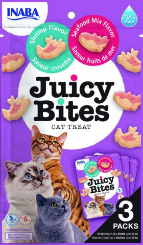 Recompense pisici - Juicy Bites Recompense pentru Pisici cu Creveti si Mix Fructe de Mare