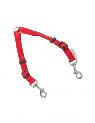 Caini - Lesa Nylon Dubla Ajustabila Rosu 1.5X50 / 76 cm
