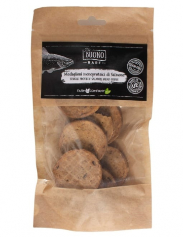 Recompense caini - M-PIU146 Farm Company Recompense Caini - Piu Buono Salmon Meat Coins Monoprotein 70g