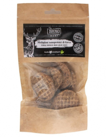 Recompense caini - M-PIU148 Farm Company Recompense Caini - Piu Buono Deer Meat Coins Monoprotein 70g