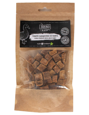 Recompense caini - M-PIU150 Farm Company Recompense Caini - Piu Buono Duck Meat Cubes Monoprotein 70G