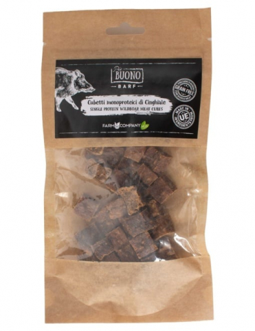Recompense caini - M-PIU152 Farm Company Recompense Caini - Piu Buono Wildboar Meat Cubes Monoprotein 70g