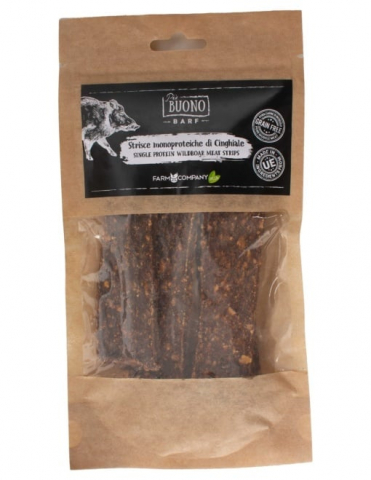 Recompense caini - M-PIU157 Farm Company Recompense Caini - Piu Buono Wildboar Meat Strips Monoprotein 70g
