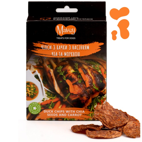 Caini - Mavsy Fine Dining - Chipsuri din rata cu seminte de chia si morcov 50g