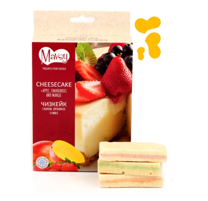 Caini - Mavsy Freeze Dried Cheese Cake cu Mar, Merisoare si Mango 50g
