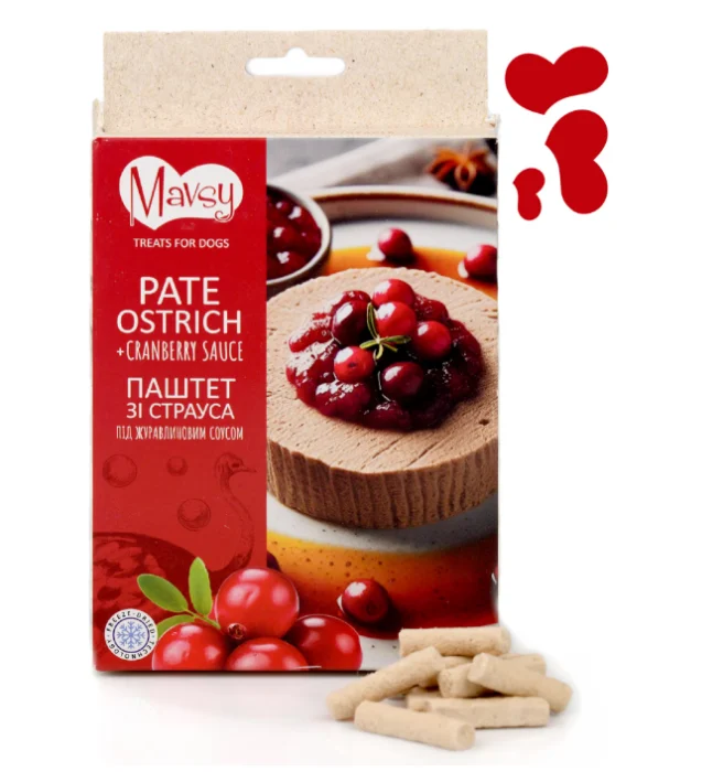 Caini - Mavsy Freeze Dried Pate de Strut in sos de merisoare 50g