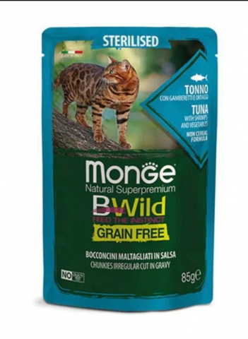 Hrana umeda - Monge Cat Plic Bwild Sterilizat ton / legume 85g