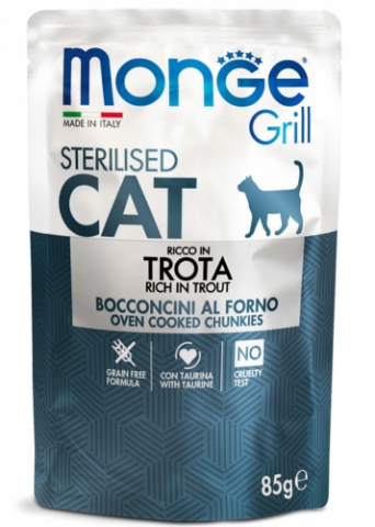 Hrana umeda - Monge Cat Plic Grillmix Pastrav 85g