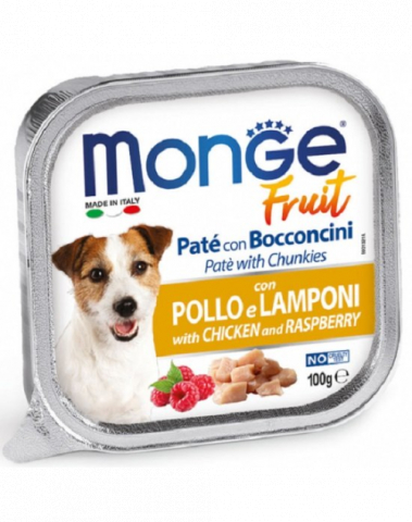 Hrana umeda - Monge Dog Fruit conserva cu pui si zmeura 100 gr