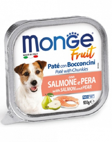 Hrana umeda - Monge Dog Fruit conserva cu somon si pere 100 g