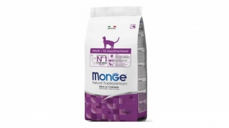Hrana uscata - Monge Natural, Adult Cat, pui, 1.5 kg