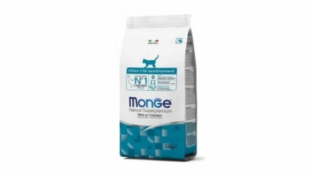 Hrana uscata - Monge Natural Cat, Kitten, pui, 1.5 kg