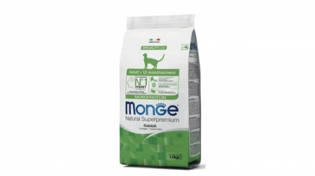 Hrana uscata - Monge Natural Monoprotein Cat, Adult, iepure, 1.5 kg