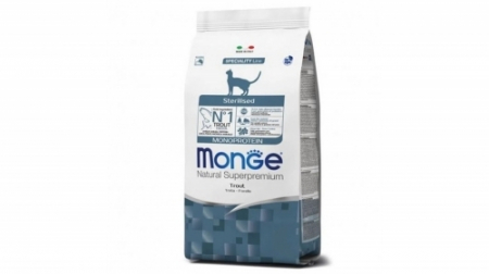 Hrana uscata - Monge Natural Monoprotein, Pisici Sterilizate, pastrav, 1.5 kg