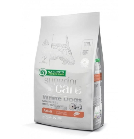 Nature's Protection - Hrană uscată Nature's Protection White Dogs Adult Somon 10kg pentru câini de talie mică cu blană albă