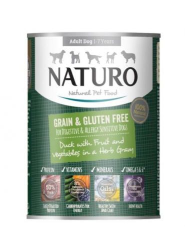 Hrana umeda - Naturo Adult cu Carne de Rata, Fructe si Legume in Sos cu Ierburi Aromatice 390g