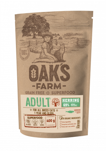Hrana uscata - Oaks Farm GF Adult Cat Herring