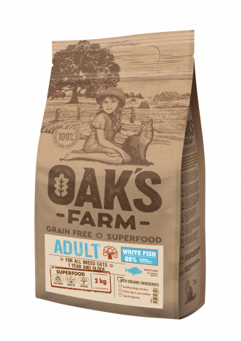 Hrana uscata - Oaks Farm GF Adult Cat Peste Alb