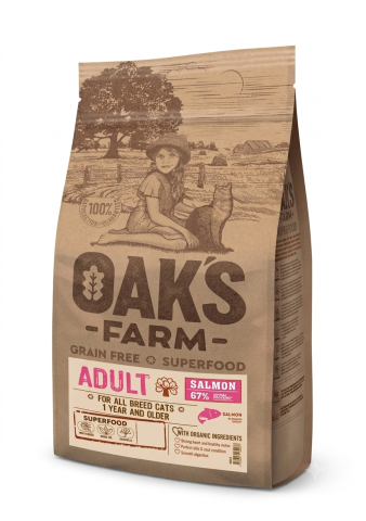 Hrana uscata - Oaks Farm GF Adult Cat Somon 6kg
