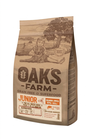 Oaks Farm - Oaks Farm GF Junior Somon cu Krill All Breeds 12kg