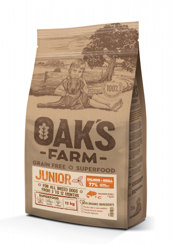 Hrana Uscata - Oaks Farm GF Junior Somon cu Krill All Breeds