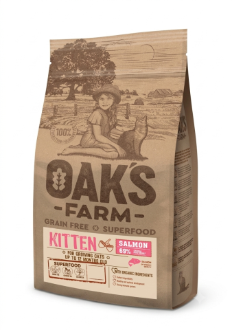 Hrana uscata - Oaks Farm GF Somon Kitten 400g