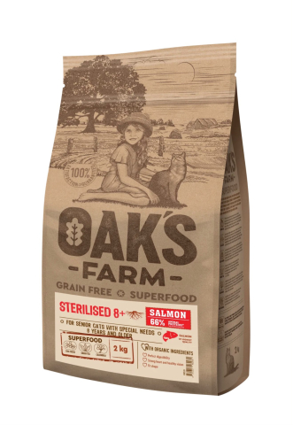 Hrana uscata - Oaks Farm GF Sterilizat Cat Somon 8+ 400g
