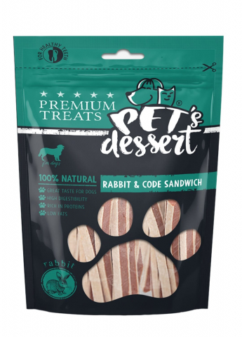 Caini - Pet's Desert Dog Rabbit and Cod Sandwich 80 gr