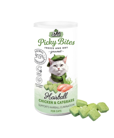 Pisici - Pet’s Dessert Recompense Picky Bites Hairball cu Pui si Iarba Pisicii (Catgrass)