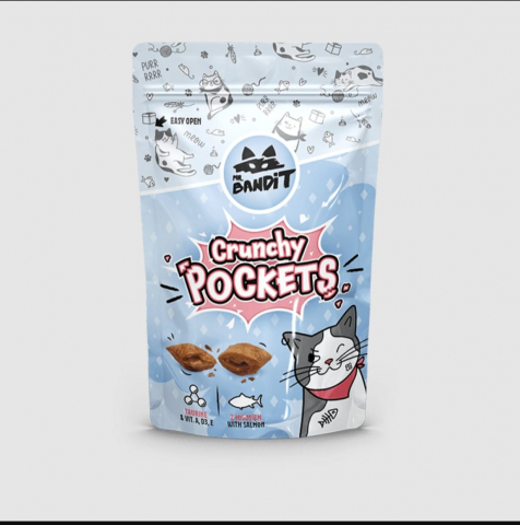 Recompense pisici - Recompense pentru pisici Mr. Bandit Crunchy Pockets Somon 40g