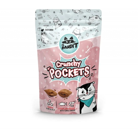 Recompense pisici - Recompense pentru pisici Mr. Bandit Crunchy Pockets Ton&Creveti 40g