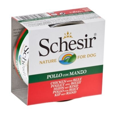 Hrana umeda - Schesir Adult cu pui si vita, Hrana umeda 150 g