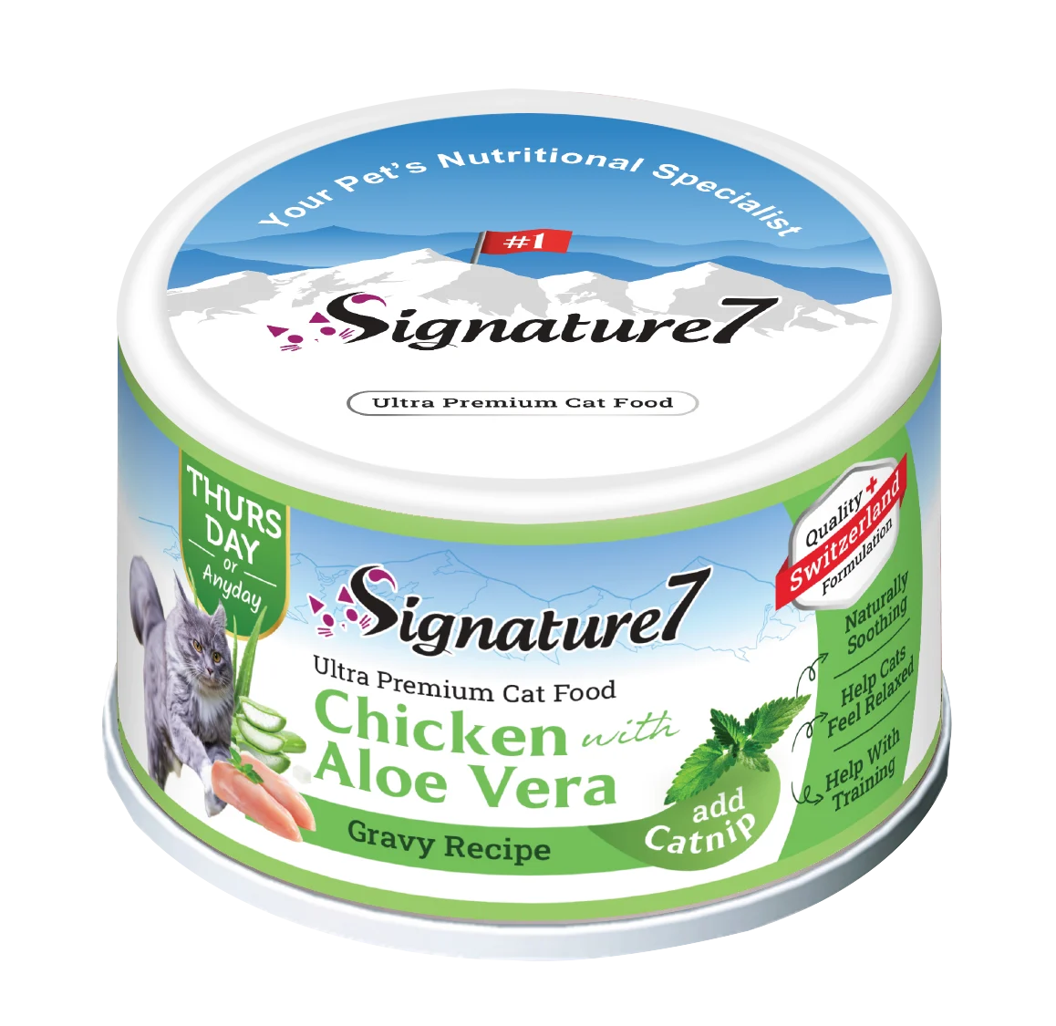 Hrana umeda - Signature7 Cat Hrana Umeda Reteta cu Pui in Sos de Aloe Vera 70 gr