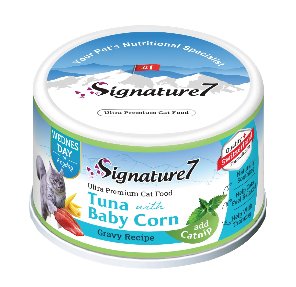 Hrana umeda - Signature7 Cat Hrana Umeda Reteta cu Ton in Sos de Porumb Baby 70 gr