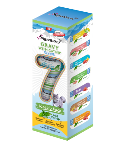 Hrana umeda - Signature7 Cat Variety Pack Retete de Ton si Pui in Sos cu Catnip 7x70 gr