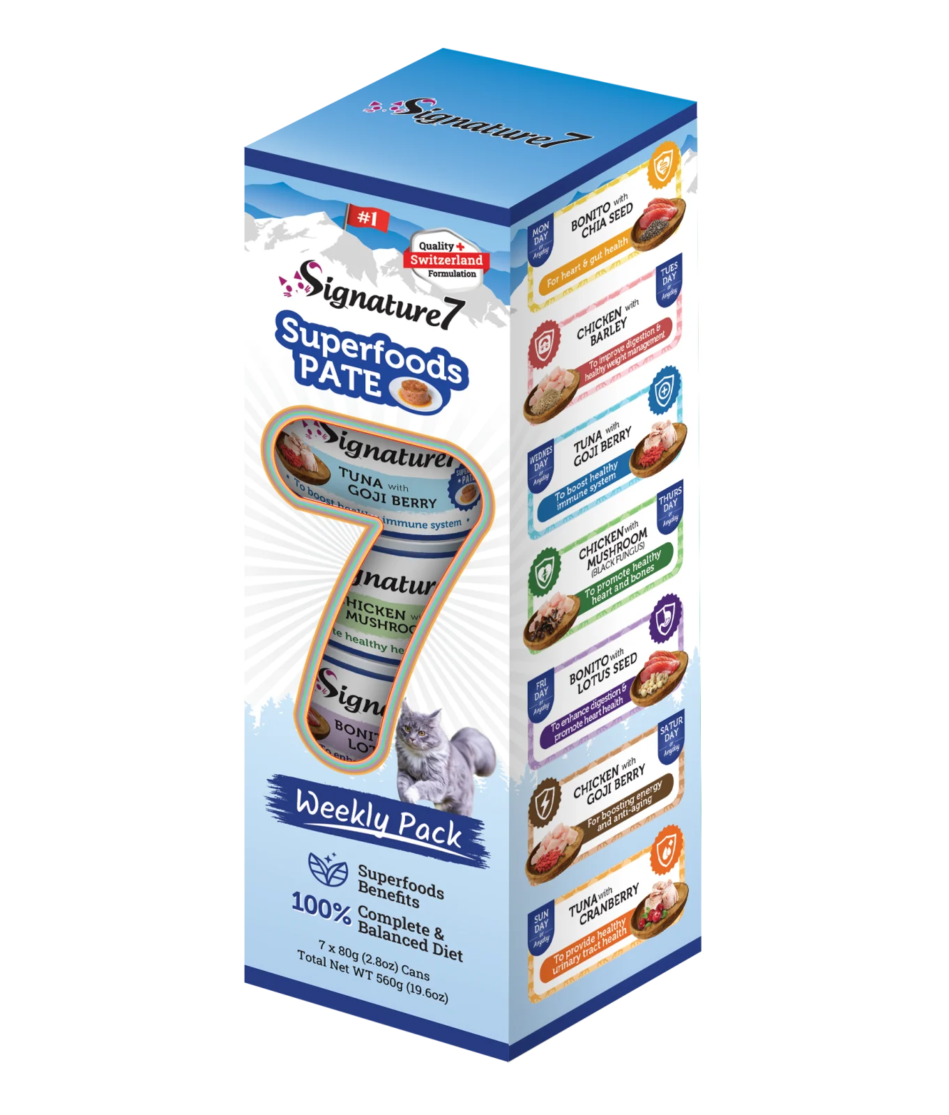 Hrana umeda - Signature7 Superfoods Pate Cat Variety Pack 7x80 gr
