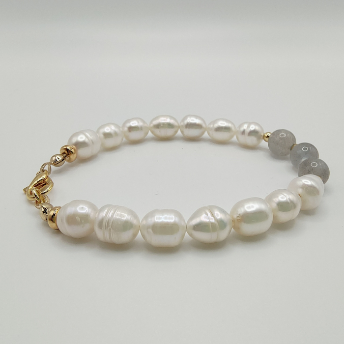 Bratara cu perle de apa dulce, placata cu aur18k [3]