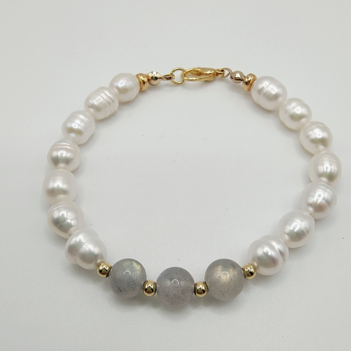 Bratara cu perle de apa dulce, placata cu aur18k [1]