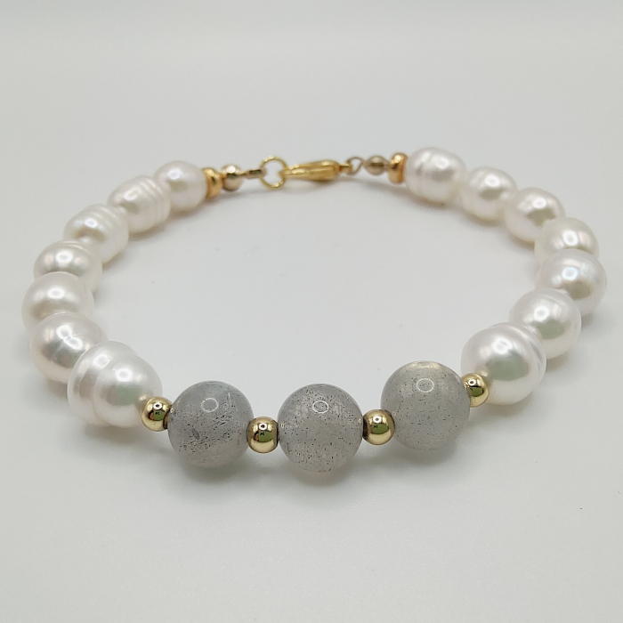 Bratara cu perle de apa dulce, placata cu aur18k [2]