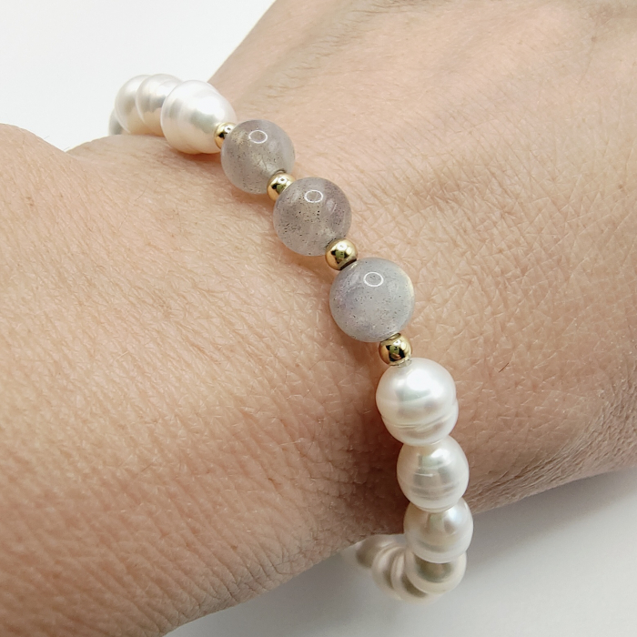 Bratara cu perle de apa dulce, placata cu aur18k [4]