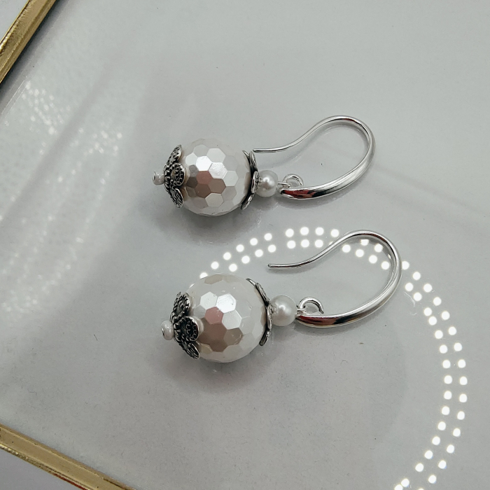 Cercei din argint cu perle Preciosa fatetate [3]