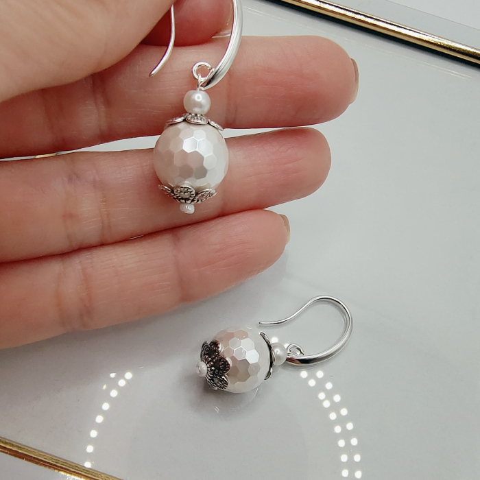 Cercei din argint cu perle Preciosa fatetate [2]