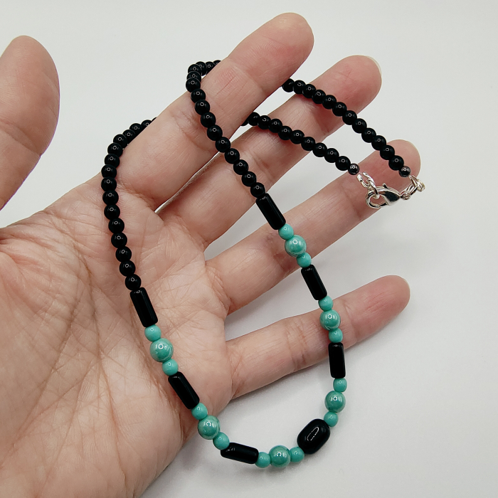 Choker/Colier negru/turcoaz [2]
