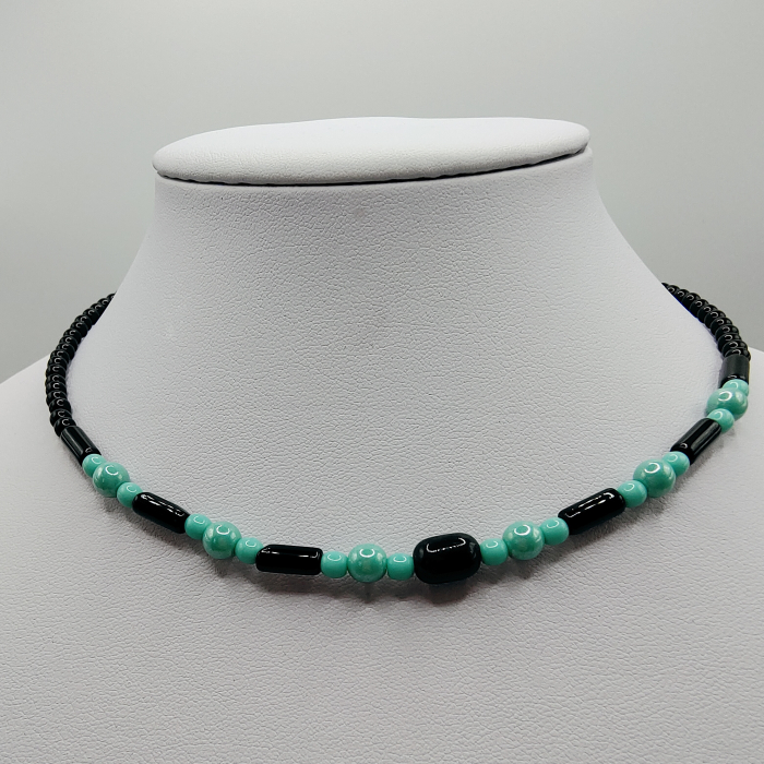 Choker/Colier negru/turcoaz [1]